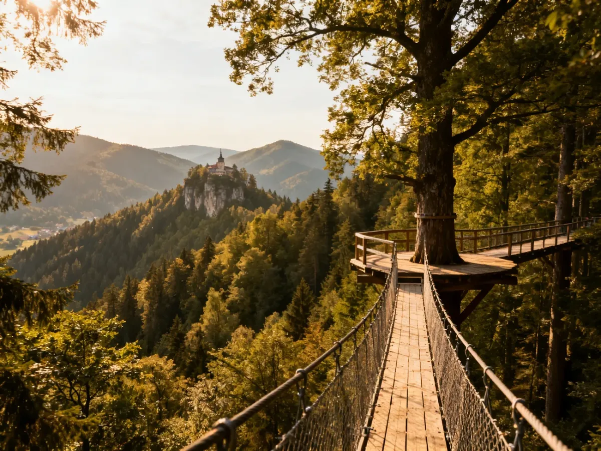 Górskie atrakcje widokowe w Czechach nad leśnymi dolinami