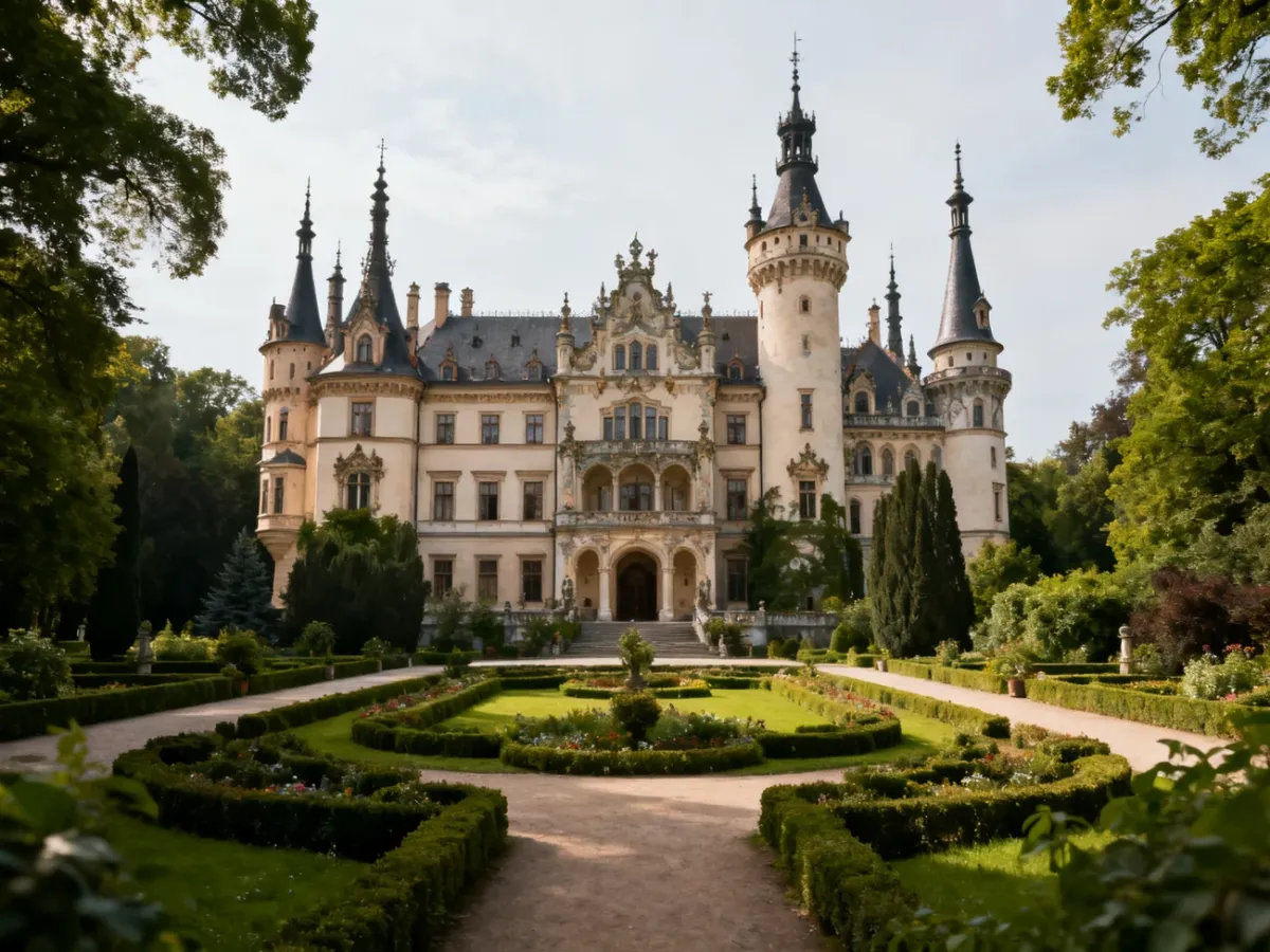 Bajkowy pałac w Mosznej otoczony zielonym parkiem