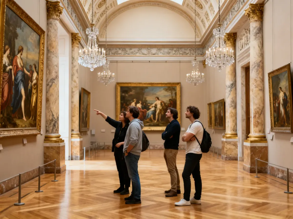 Wnętrze galerii Accademia Carrara z włoskim malarstwem