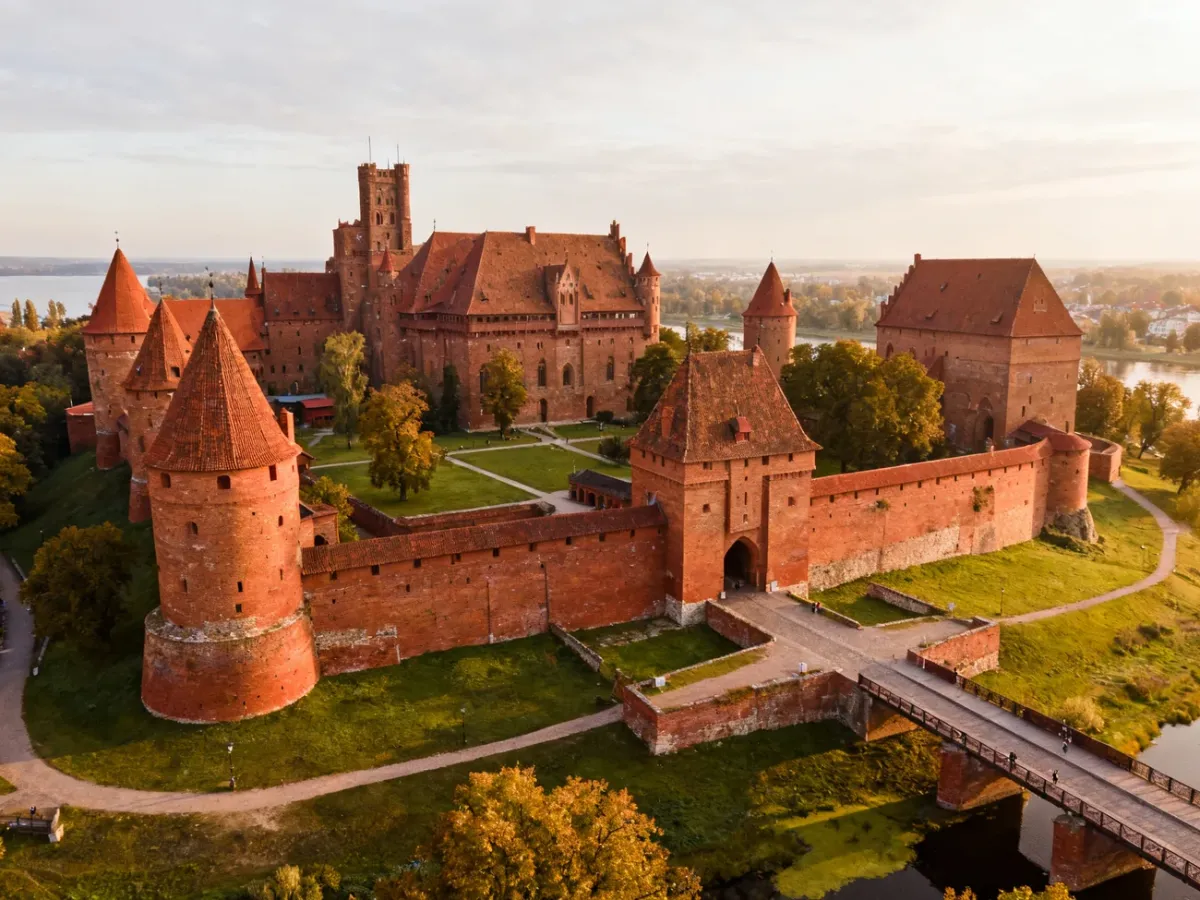 Panoramic view of the red-brick Malbork Castle